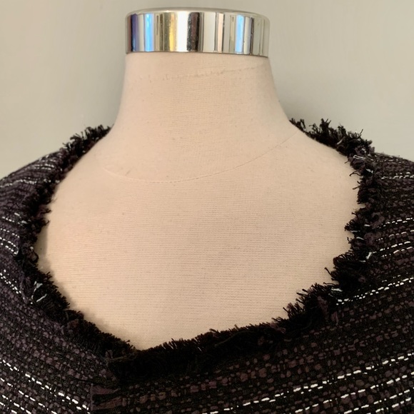 Fringed Tweed Open front Jacket Blazer Sz Large NWT - Picture 6 of 10